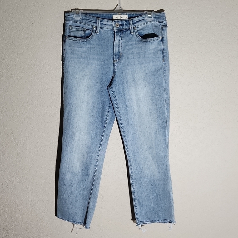 Jessica Simpson Jeans Womens Size 28 Denim Crop Fray Distressed Light Wash